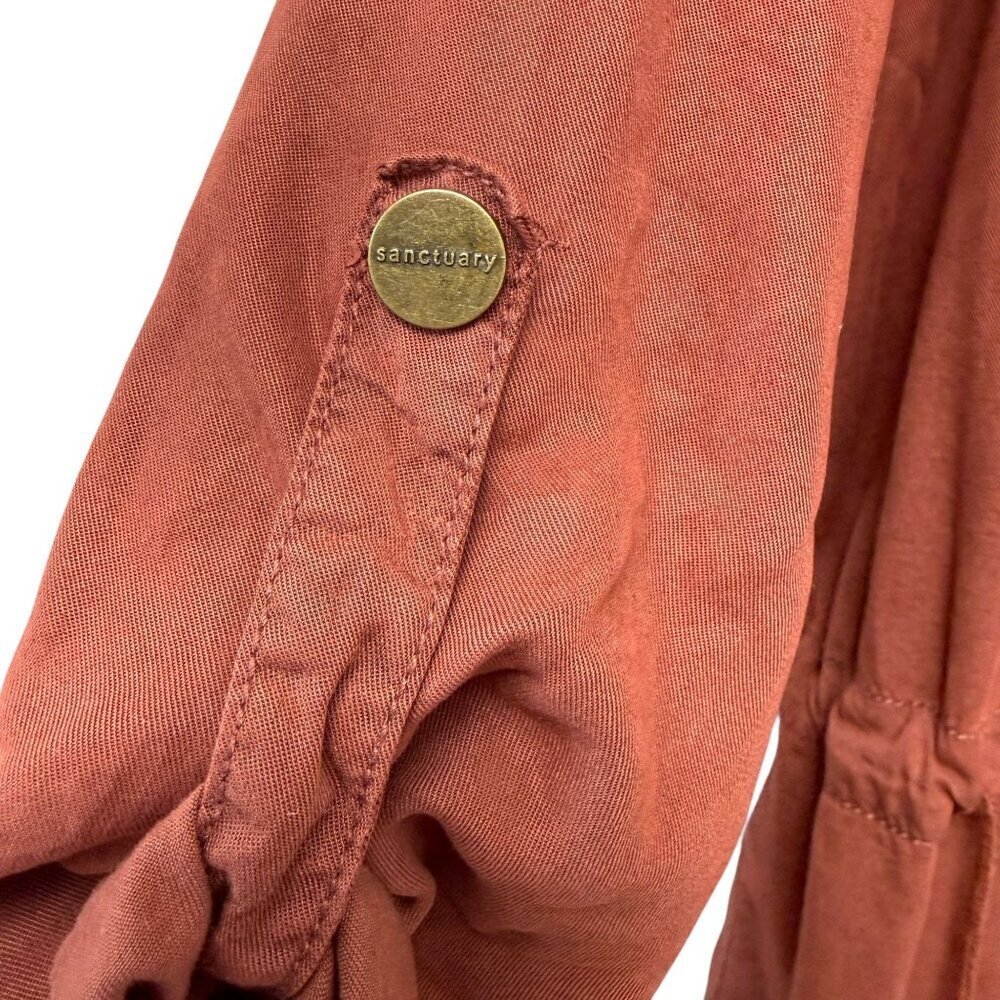 Sanctuary Womens Utility Jacket Large Rust Red Lyocell Casual Waterfall Front NW - Picture 8 of 9